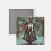 Aimant Chien Doberman à moto Noël (Recto/Verso)