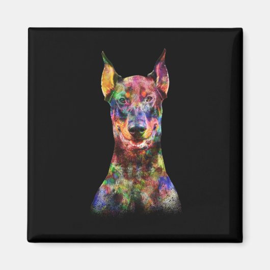 Aimant Chien Doberman coloré (Devant)