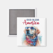 Aimant Chien d'or patriotique (Recto/Verso)