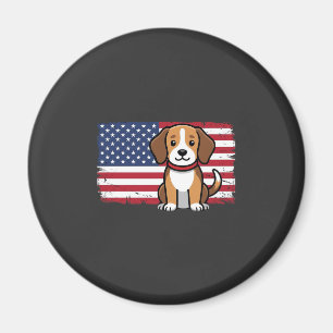 Aimant Chien du drapeau américain vecteur patriotique