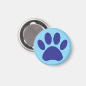 Aimant Chien Empreinte de patte Art En Bleu (Recto/Verso)