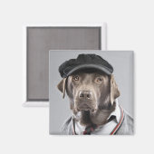 Aimant Chien en pull et casquette (Recto/Verso)