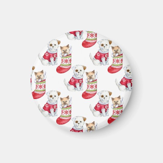 Aimant Chien et chat de Noël (Devant)