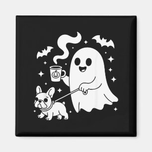 Aimant Chien fantôme bouledogue français café Halloween