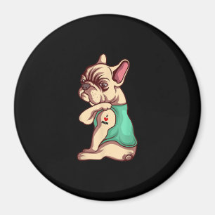 Aimant Chien Français Bulldog I Love Maman Tattoo Lover C