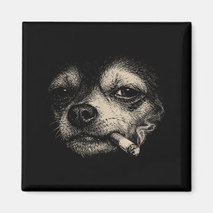 Aimant Chien fumant cigarette drôle mème chihuahua