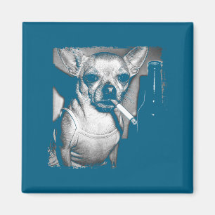 Aimant Chien fumant une cigarette Mème drôle de Chihuahua