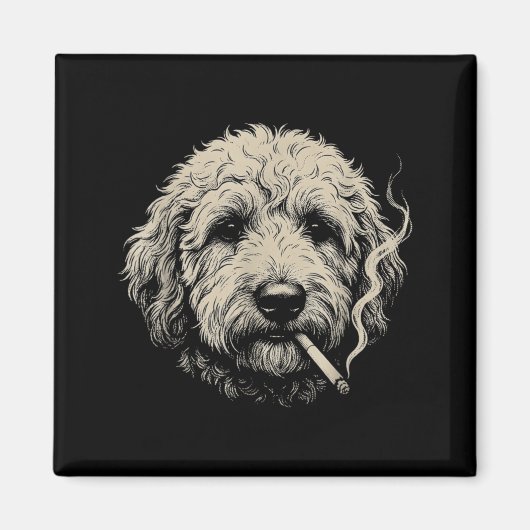 Aimant Chien fumant une cigarette Mème drôle de Goldendoo (Devant)