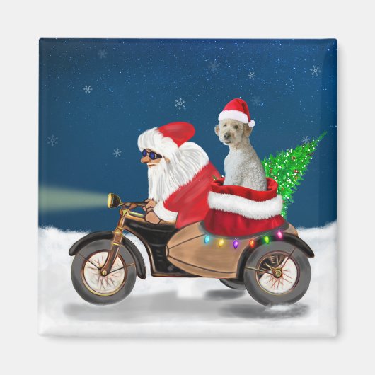 Aimant chien Goldendoodle Noël Père Noël (Devant)