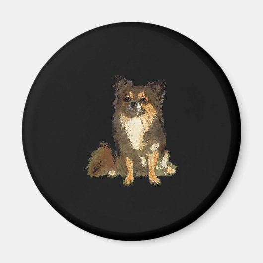 Aimant Chien graphique long Haired Chihuahua mignon (Devant)