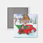 Aimant Chien Havanais en livraison de Noël Camion neige (Recto/Verso)