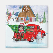 Aimant Chien Havanais en livraison de Noël Camion neige (Devant)