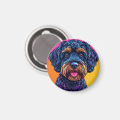 Aimant Chien heureux sur fond coloré (Recto/Verso)