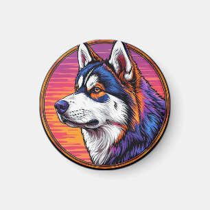 Aimant Chien Husky de Dessin Animé