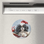 Aimant Chien Japonais Chin Noël Fête (In Situ (Lave-vaisselle))