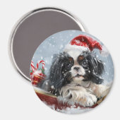 Aimant Chien Japonais Chin Noël Fête (Recto/Verso)