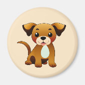 Aimant Chien joyeux, brun, assis (Devant)