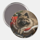 Aimant Chien Keeshond Noël Festif (Recto/Verso)