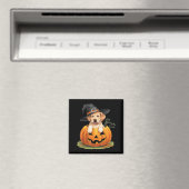 Aimant Chien Lab jaune Halloween Citrouille (In Situ (Lave-vaisselle))