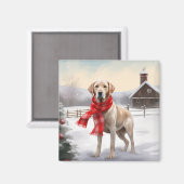 Aimant Chien Labrador dans la neige de Noël (Recto/Verso)