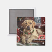 Aimant Chien Labrador Fête de Noël (Recto/Verso)