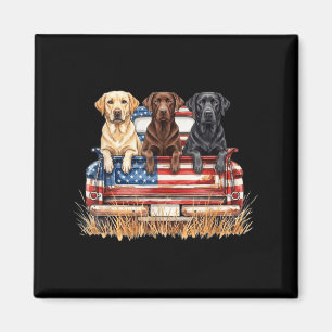 Aimant Chien labrador patriotique drapeau américain camio