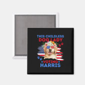 Aimant Chien Lady Vote Kamala Harris 2024 Golden Retrieve (Recto/Verso)