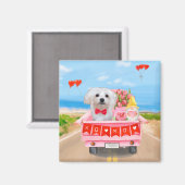 Aimant Chien maltais Saint Valentin Camion (Recto/Verso)