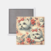 Aimant Chien maltais vintage (Recto/Verso)