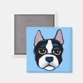 Aimant Chien mignon, chiot Boston Bull Terrier (Recto/Verso)