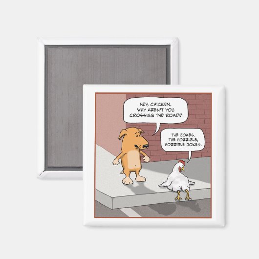 Aimant Chien mignon et drôle et poulet (Recto/Verso)