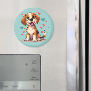 Aimant Chien mignon Kawaii Beagle avec des cœurs Chien jo