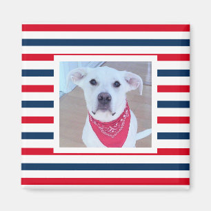 Aimant Chien mignon Rouge Blanc Bleu Bleu Rayures Patriot