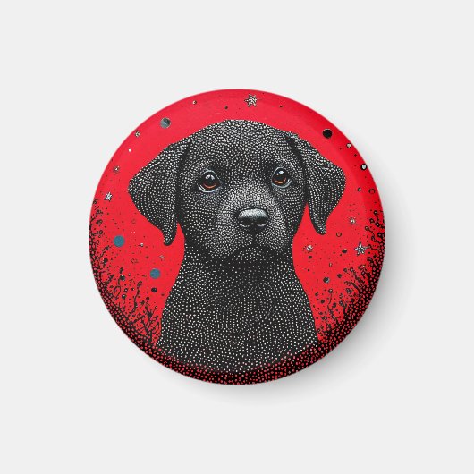 Aimant Chien noir fantaisiste (Devant)