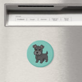 Aimant Chien noir mignon Scottish Terrier Vert (In Situ (Lave-vaisselle))