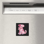 Aimant Chien Patchwork Ruban Rose Sensibilisation au Canc (In Situ (Lave-vaisselle))