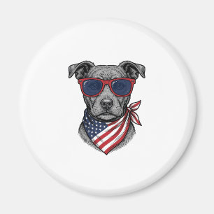 Aimant Chien Patriotique Avec Lunettes De Soleil Design D