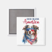 Aimant Chien Patriotique-Bergers Australien (Recto/Verso)