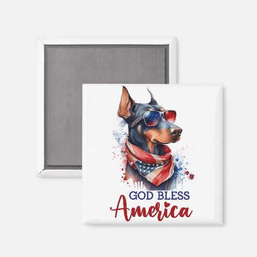 Aimant Chien patriotique - Doberman (Recto/Verso)