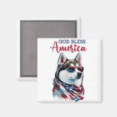 Aimant Chien Patriotique - Husky (Recto/Verso)