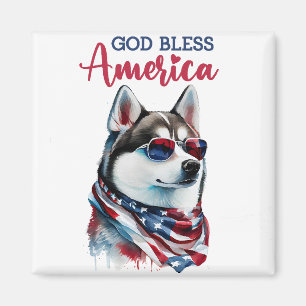 Aimant Chien Patriotique - Husky