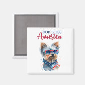 Aimant Chien patriotique Yorkie (Recto/Verso)