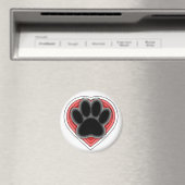Aimant Chien Paw Dans Le Coeur Rouge Avec Les Outlines (In Situ (Lave-vaisselle))