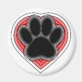 Aimant Chien Paw Dans Le Coeur Rouge Avec Les Outlines (Devant)