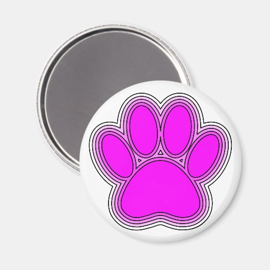 Aimant Chien Paw En Rose Avec Des Contours (Recto/Verso)