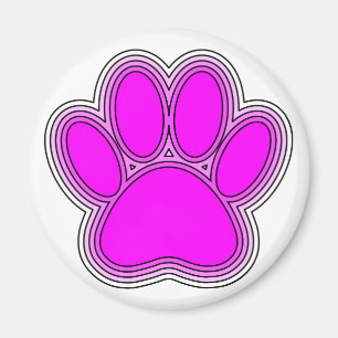 Aimant Chien Paw En Rose Avec Des Contours