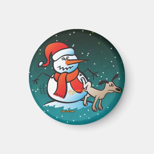 Aimant Chien Peeing sur un Snowman (Devant)
