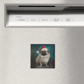 Aimant Chien pekingese pendant Noël de neige (In Situ (Lave-vaisselle))