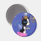 Aimant Chien poilu de dents Boston Terrier Pink Tutu Crow (Recto/Verso)
