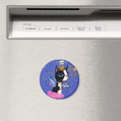 Aimant Chien poilu de dents Boston Terrier Pink Tutu Crow (In Situ (Lave-vaisselle))